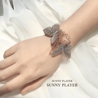 Thumbnail for Crystal Floral Embroidery Butterfly Bracelet - ArtGalleryZen