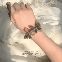 Thumbnail for Crystal Floral Embroidery Butterfly Bracelet - ArtGalleryZen