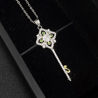 Thumbnail for Crystal Floral Key Pendant Necklace - ArtGalleryZen