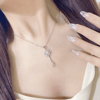 Thumbnail for Crystal Floral Key Pendant Necklace - ArtGalleryZen