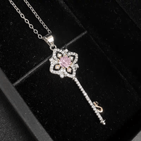 Thumbnail for Crystal Floral Key Pendant Necklace - ArtGalleryZen