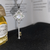 Thumbnail for Crystal Floral Key Pendant Necklace - ArtGalleryZen