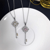 Thumbnail for Crystal Floral Key Pendant Necklace - ArtGalleryZen