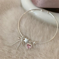 Thumbnail for Crystal Heart Star Ribbon Bangle Bracelet - ArtGalleryZen