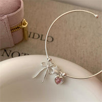Thumbnail for Crystal Heart Star Ribbon Bangle Bracelet - ArtGalleryZen