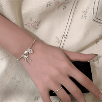 Thumbnail for Crystal Heart Star Ribbon Bangle Bracelet - ArtGalleryZen