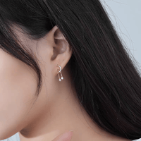 Thumbnail for Crystal Inlaid Moon Star Dangle Earrings - ArtGalleryZen