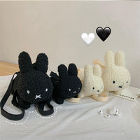 Thumbnail for Cute Black White Plush Rabbit Crossbody Bag - ArtGalleryZen