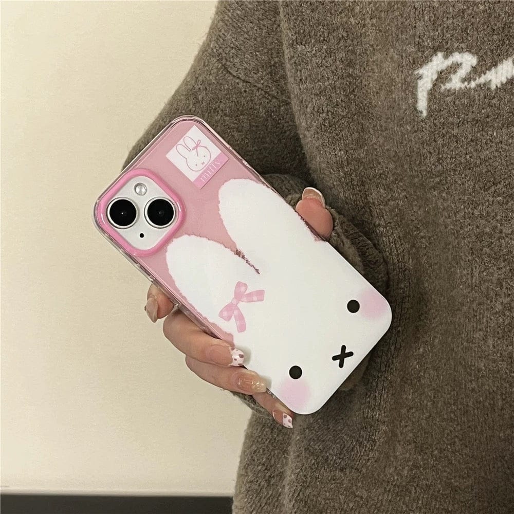 Cute Bowknot Miffy iPhone Case With Plush Lanyard - ArtGalleryZen