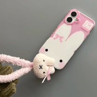 Thumbnail for Cute Bowknot Miffy iPhone Case With Plush Lanyard - ArtGalleryZen