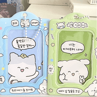Thumbnail for Cute Bunny Cat Kpop Keychain Photocard Holder - ArtGalleryZen