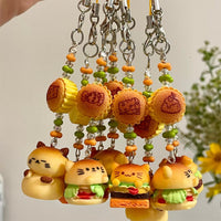Thumbnail for Cute Cat Puppy Hamburger Keychain Phone Strap - ArtGalleryZen