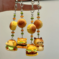 Thumbnail for Cute Cat Puppy Hamburger Keychain Phone Strap - ArtGalleryZen