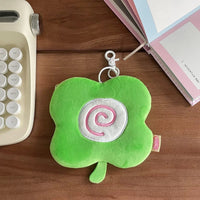 Thumbnail for Cute Clover Narutomaki Plush Coin Purse Transparent Keychain Bag - ArtGalleryZen