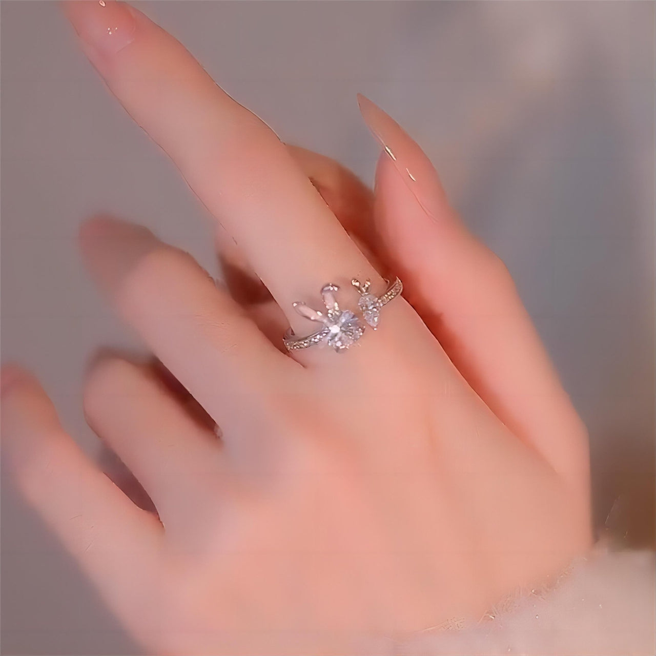 Cute Crystal Carrot Rabbit Ring - ArtGalleryZen