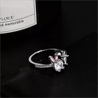 Thumbnail for Cute Crystal Carrot Rabbit Ring - ArtGalleryZen