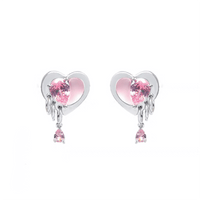 Thumbnail for Cute Crystal Dangle Heart Earrings - ArtGalleryZen