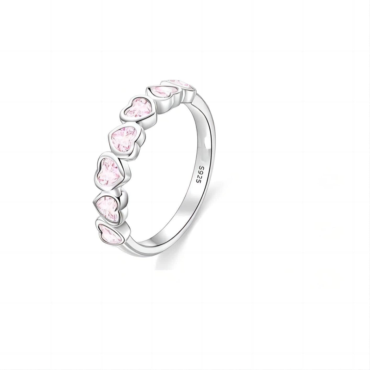 Cute CZ Inlaid Heart Matching Ring - ArtGalleryZen
