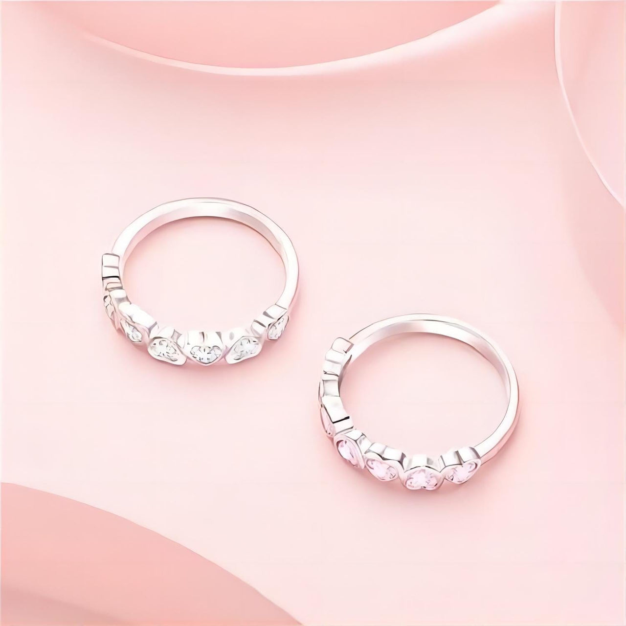 Cute CZ Inlaid Heart Matching Ring - ArtGalleryZen