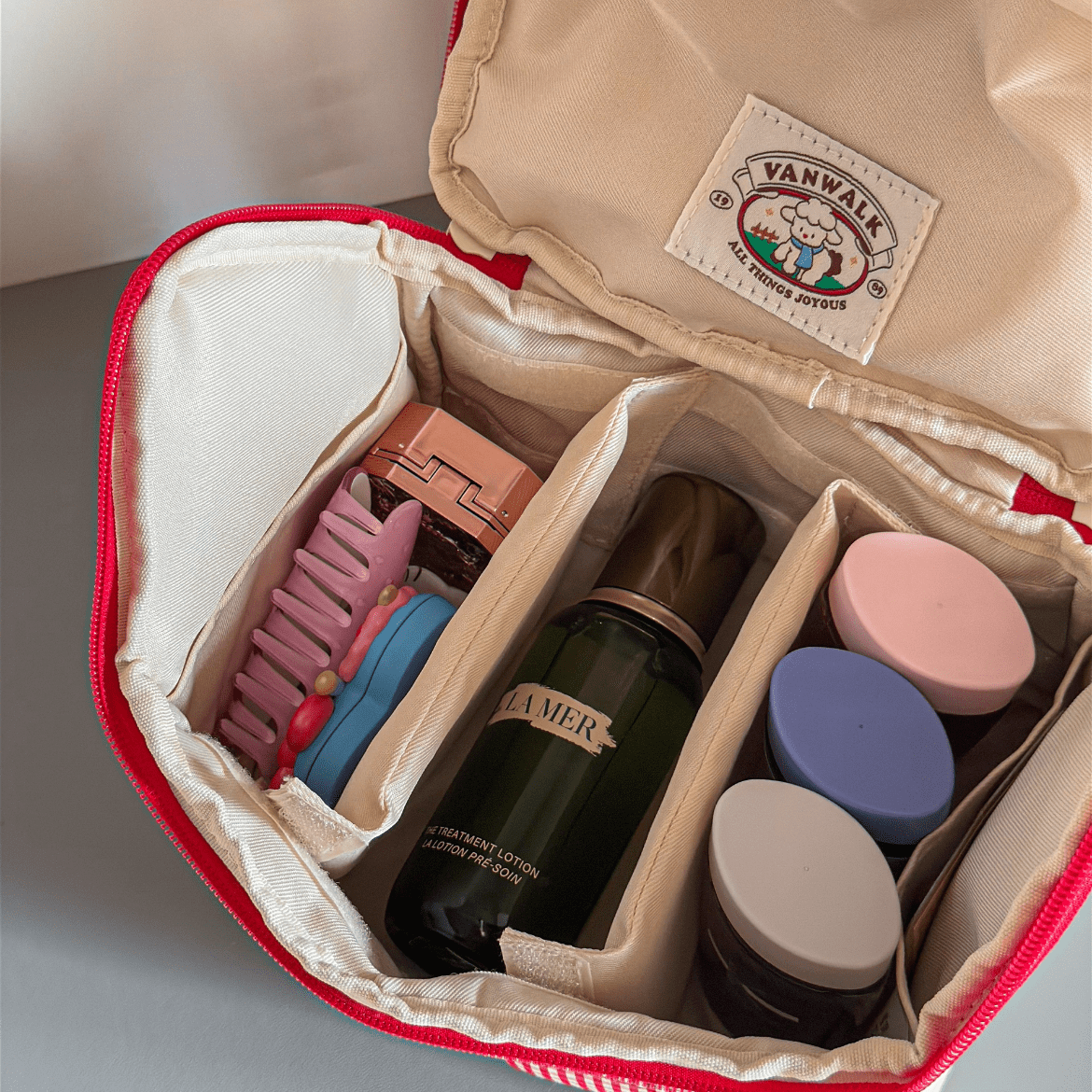 Cute Embroidery House Multi-Layer Makeup Bag Portable Travel Large Capacity Storage Bag - ArtGalleryZen