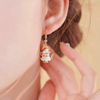 Thumbnail for Cute Enamel Teacup Hamster Earrings Necklace - ArtGalleryZen