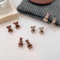 Thumbnail for Cute Flocking Rabbit Bear Ear Studs - ArtGalleryZen
