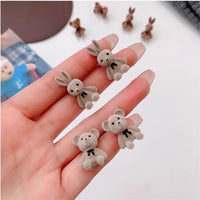 Thumbnail for Cute Flocking Rabbit Bear Ear Studs - ArtGalleryZen