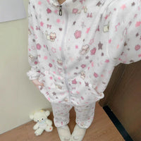 Thumbnail for Cute Kitten Star Rilakkuma Winter Fluffy Pajama Set - ArtGalleryZen