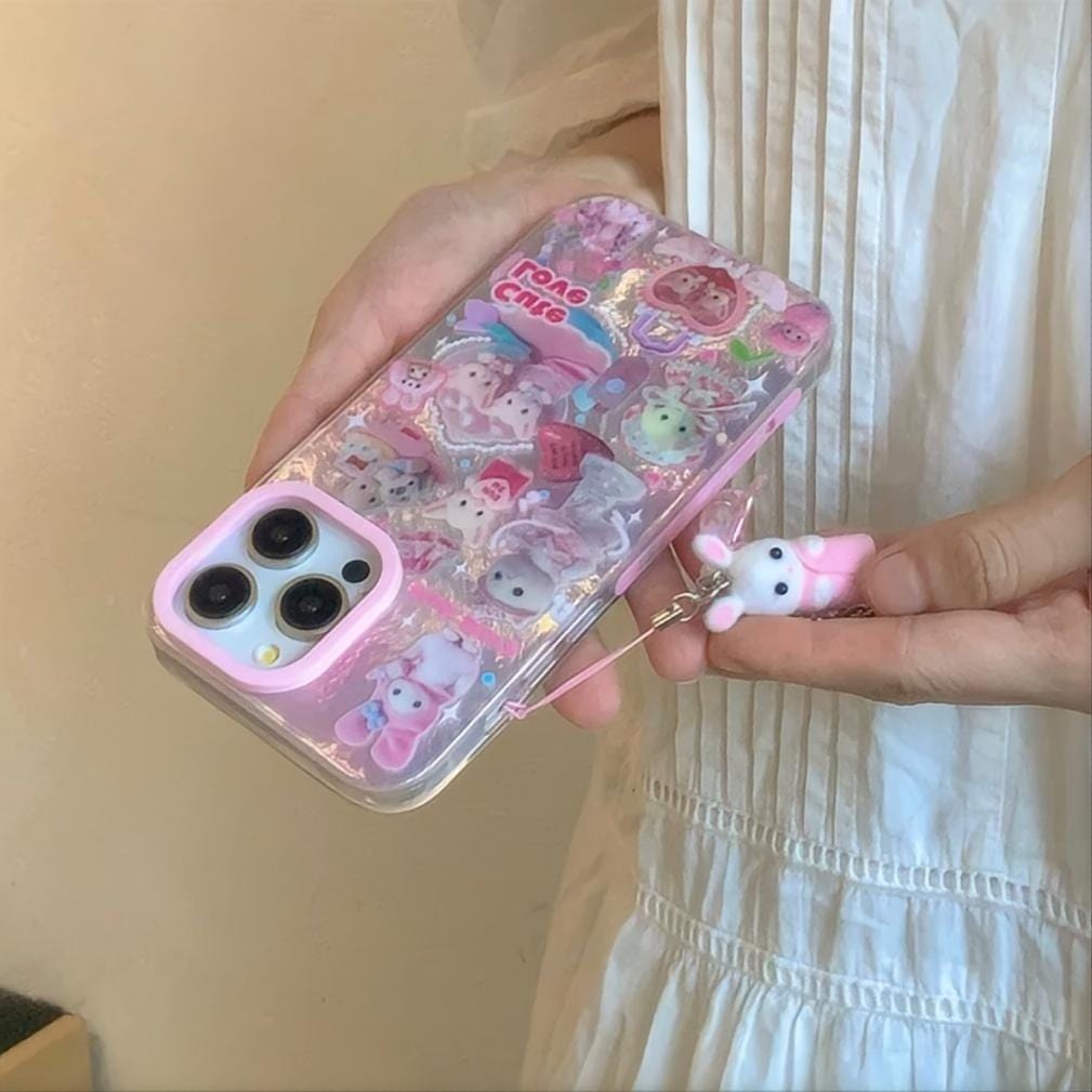 Cute Love Sylvanian Families iPhone Case With Accessories - ArtGalleryZen