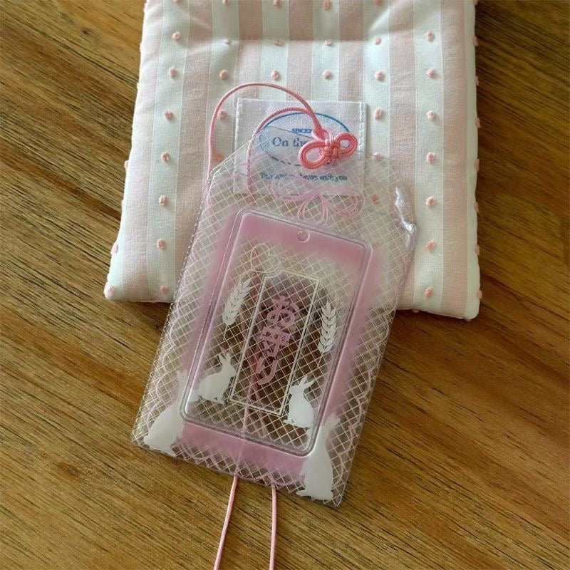 Cute Lucky Clover Bunny Amulet Kpop Keychain Photocard Holder - ArtGalleryZen
