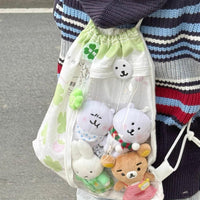 Thumbnail for Cute Lucky Clover Strawberry Puppy Kpop Fan Display Drawstring Backpack - ArtGalleryZen