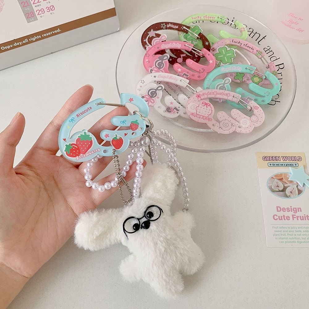Cute Lucky Clover Strawberry Wing Kpop Acrylic Keychain Carabiner - ArtGalleryZen