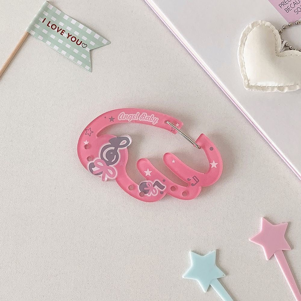 Cute Lucky Clover Strawberry Wing Kpop Acrylic Keychain Carabiner - ArtGalleryZen