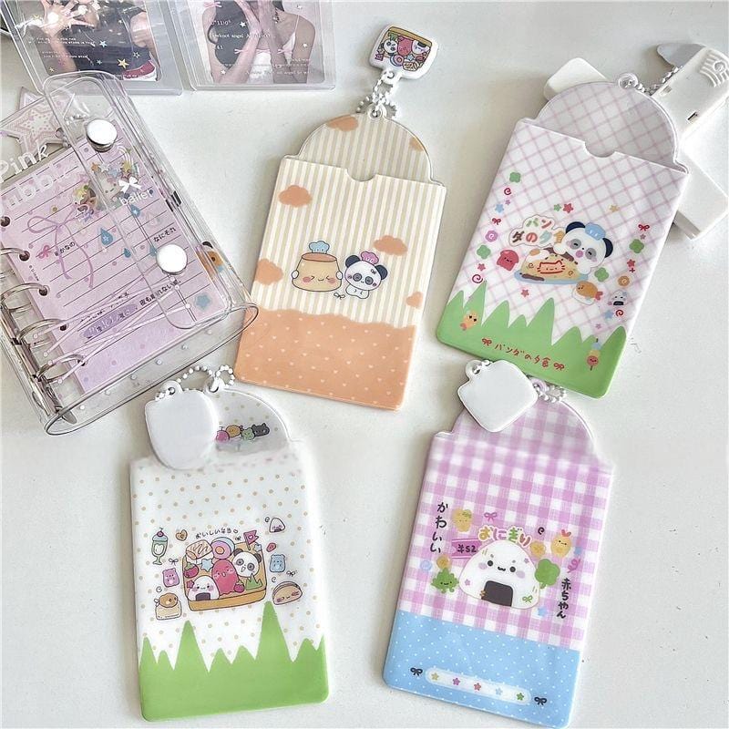 Cute Onigiri Pudding Panda Kpop Keychain Photocard Holder - ArtGalleryZen