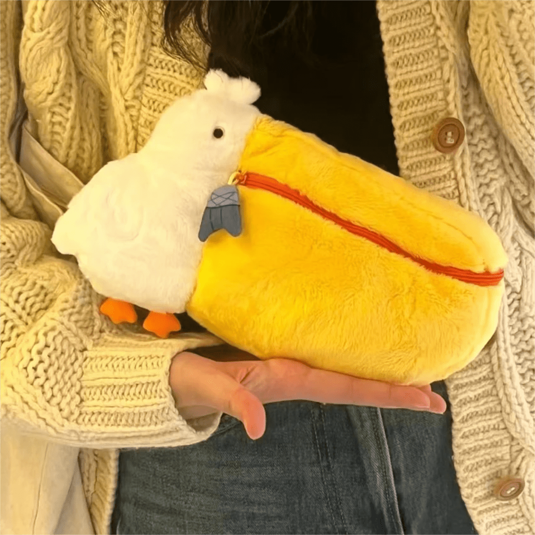 Cute Pelican Plush Bag Camera Bag Makeup Toiletry Bag Portable Travel Storage Organizer - ArtGalleryZen