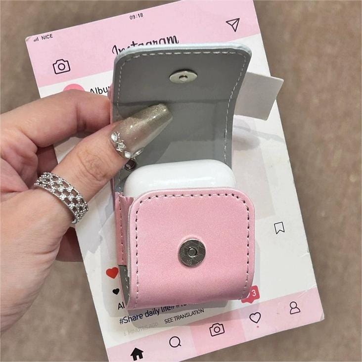 Cute Pink Bowknot Puppy AirPods Earphone Leather Case - ArtGalleryZen