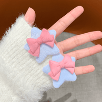 Thumbnail for Cute Plush Star Bowknot Hair Clip Set - ArtGalleryZen