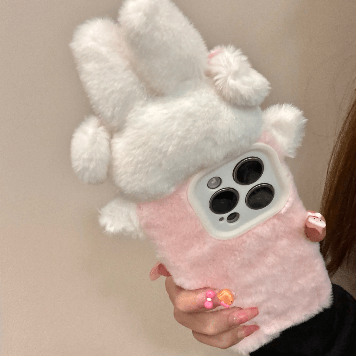 Cute Rabbit Plush Furry iPhone Case - ArtGalleryZen