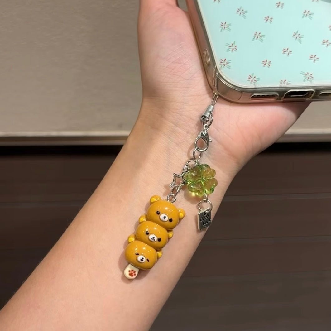 Cute Rilakkuma Lucky Clover Keychain Phone Strap - ArtGalleryZen