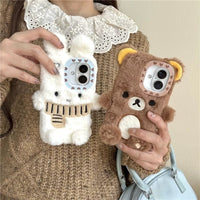 Thumbnail for Cute Scarf Bunny Bear Plush iPhone Case - ArtGalleryZen