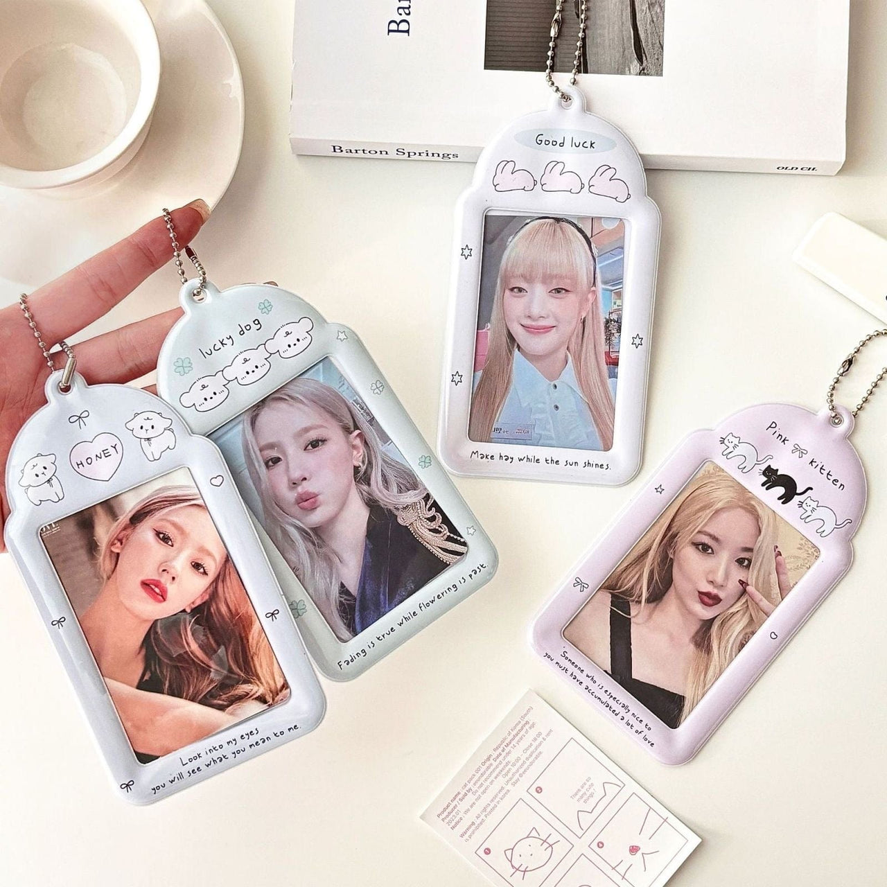 Cute Sheep Bunny Puppy Kitten Kpop Keychain Photocard Holder - ArtGalleryZen