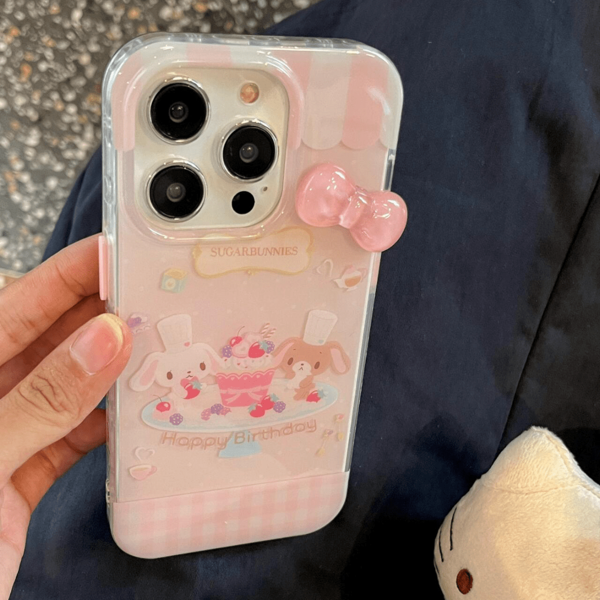 Cute Sugarbunnies 3D Bowknot iPhone Case - ArtGalleryZen