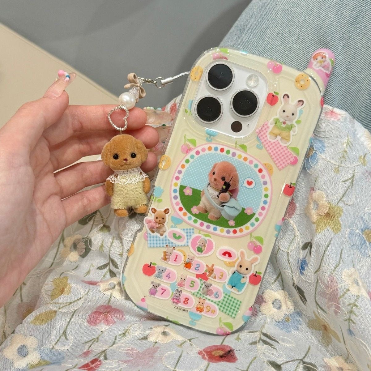 Cute Sylvanian Families Phone Shaped iPhone Case With Charm - ArtGalleryZen