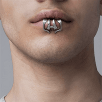 Thumbnail for Cyberpunk 2Pcs Geometric Pattern Stackable Non Piercing Lip Cuff Set - ArtGalleryZen