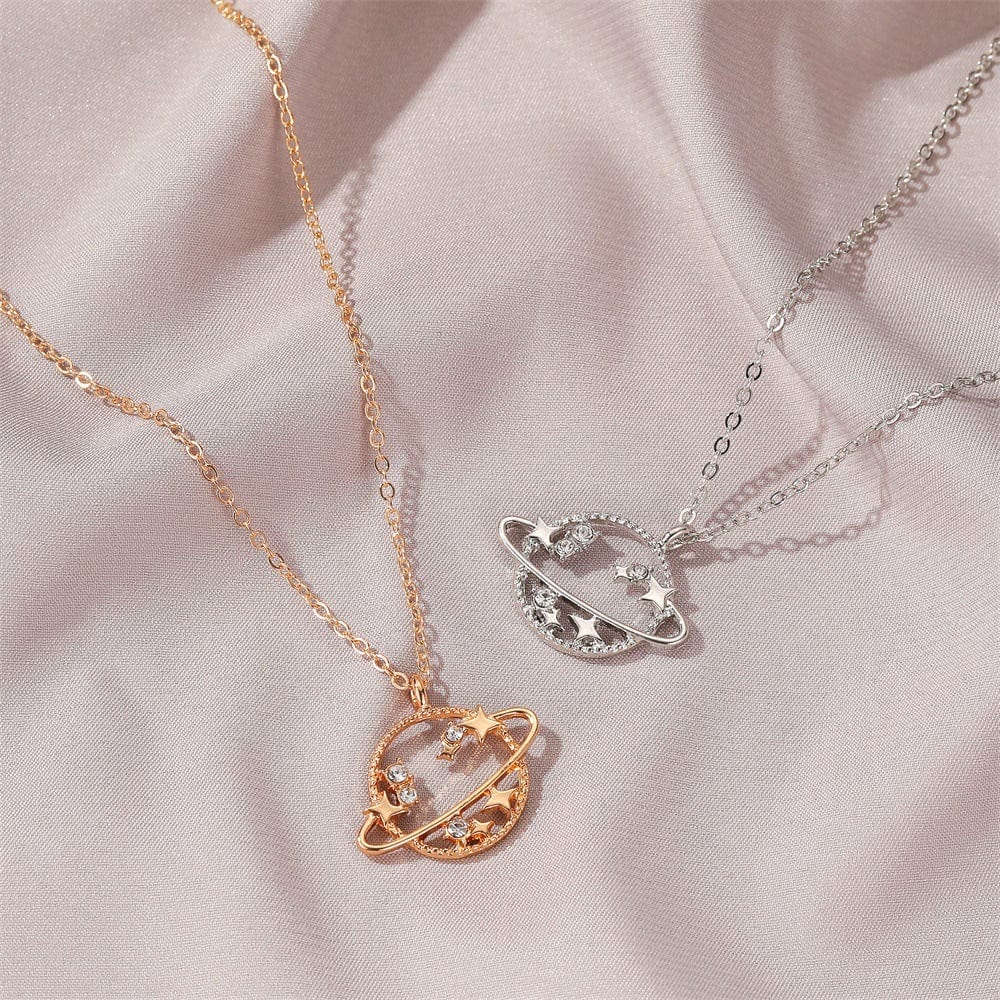 CZ Inlaid Celestial Star Necklace - ArtGalleryZen