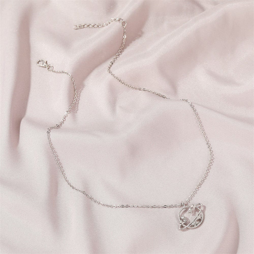 CZ Inlaid Celestial Star Necklace - ArtGalleryZen