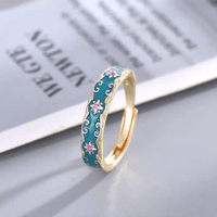 Thumbnail for CZ Inlaid Enamel English Floral Ring - ArtGalleryZen