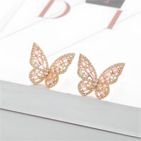 Thumbnail for CZ Inlaid Hollowed-out Butterfly S925 Earposts Stud Earrings - ArtGalleryZen