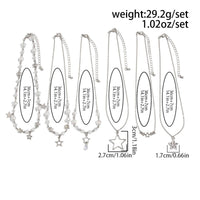 Thumbnail for Dainty 6pcs Hollow Star Pendant Pearl Crystal Chain Necklace Set - ArtGalleryZen