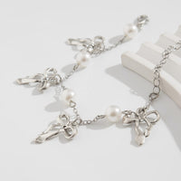 Thumbnail for Dainty Bowknot Tassel Pearl Chain Bracelet - ArtGalleryZen